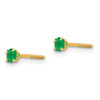 14K Yellow Gold 3mm Synthetic Emerald Stud Earrings Madi K Children's Jewelry