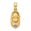 14K Yellow Gold June Birthstone Smokey Quartz Engraveable 3D Baby Shoe Charm