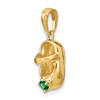 14K Yellow Gold May Birthstone Genuine Emerald Engraveable 3D Baby Shoe Charm