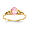 14K Yellow Gold Synthetic Rose Zircon Baby Ring Size 5 Madi K Childrens Jewelry