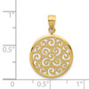 14K Yellow Gold Polished Filigree Scroll Cut Out Design Round Shaped Pendant