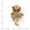 Pink Crystal Porcelain Rose Pin Gold Tone 1928 Boutique