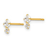 14K Yellow Gold Double CZ Stud Earrings Push Back Madi K Children's Jewelry