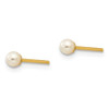 14K Yellow Gold 3mm Freshwater Cultured Pearl Stud Earrings Madi K Kid's Jewelry