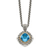 Blue Topaz 18" Necklace .925 Sterling Silver 14K Gold Accent Shey Couture