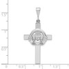 14K White Gold Polished Satin Finish Flat Back Claddagh Cross Religious Pendant