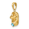 14K Yellow Gold December Birthstone Blue Topaz Engraveable 3D Baby Shoe Charm