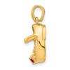 14K Yellow Gold July Birthstone Genuine Ruby Engraveable 3D Baby Shoe Charm