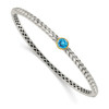 Blue Topaz 7" Hinged Bangle .925 Sterling Silver 14K Gold Accent Shey Couture