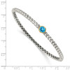Blue Topaz 7" Hinged Bangle .925 Sterling Silver 14K Gold Accent Shey Couture