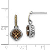 Smokey Quartz Dangle Post Earrings Sterling Silver 14K Gold Accent Shey Couture