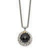 Onyx 18" Necklace Antiqued .925 Sterling Silver & 14K Gold Accent Shey Couture
