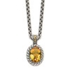 Citrine Pendant 18" Necklace .925 Sterling Silver 14K Gold Accent Shey Couture