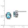 Blue Topaz Post Earrings .925 Sterling Silver Antiqued Push Back Shey Couture