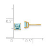 14K Yellow Gold 4mm Square Blue Topaz Stud Earrings Madi K Children's Jewelry