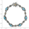 Swiss Blue Topaz 7.25" Tennis Bracelet Sterling Silver & 14K Accent Shey Couture