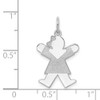 14K White Gold Polished Laser Etched Engraveable Girl Jumping with Joy Kid Charm