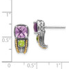Amethyst & Peridot Post Earrings Sterling Silver 14K Gold Accent Shey Couture