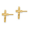 14K Yellow Gold Textured Crucifix Cross Stud Earrings Madi K Children's Jewelry