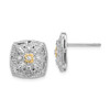 Diamond Post Earrings Sterling Silver & 14K Gold Accent 0.05 Ct Shey Couture