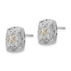 Diamond Post Earrings Sterling Silver & 14K Gold Accent 0.05 Ct Shey Couture