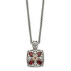 Garnet Diamond 18" Necklace Sterling Silver 14K Gold Accent 0.05 Ct Shey Couture