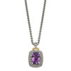 Amethyst & Diamond 18" Necklace Sterling Silver 14K Accent 0.005 Ct Shey Couture