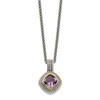Amethyst Charm 18" Necklace .925 Sterling Silver w/ 14K Gold Accent Shey Couture