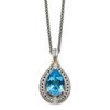 Blue Topaz Diamond 18" Necklace Sterling Silver 14K Accent 0.01 Ct Shey Couture