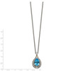 Blue Topaz Diamond 18" Necklace Sterling Silver 14K Accent 0.01 Ct Shey Couture