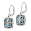 Blue Topaz & Diamond Dangle Earrings .925 Sterling Silver 0.05 Ct Shey Couture