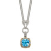 Sky Blue Topaz & Diamond 17" Necklace .925 Sterling Silver 0.05 Ct Shey Couture
