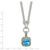 Sky Blue Topaz & Diamond 17" Necklace .925 Sterling Silver 0.05 Ct Shey Couture
