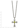 Peridot & Diamond Cross 18" Necklace .925 Sterling Silver 0.02 Ct Shey Couture