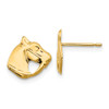 14K Yellow Gold Small Horse Head Stud Earrings Push Back Madi K Child's Jewelry