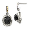 Sterling Silver w/ 14k  Accent Black Onyx Antiqued Dangler Earrings Shey Couture
