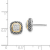 Sterling Silver w/ 14k Gold Accent Diamond Domed Stud Earrings Shey Couture