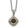 .925 Sterling Silver & 14k Gold Black Onyx Square 18" Necklace Shey Couture