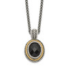 .925 Sterling Silver & 14k Gold Black Onyx Oval 18" Necklace Shey Couture