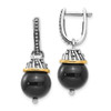 Sterling Silver w/ 14k Gold Accent Onyx Textured Dangler Earrings Shey Couture