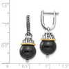 Sterling Silver w/ 14k Gold Accent Onyx Textured Dangler Earrings Shey Couture