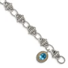 Sterling Silver w/ 14k Swiss Blue Topaz Textured Bracelet 7.75" Shey Couture