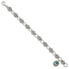 Sterling Silver w/ 14k Swiss Blue Topaz Textured Bracelet 7.75" Shey Couture