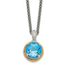 Sterling Silver & 14k Accent Blue Topaz & Diamond Circle Necklace Shey Couture
