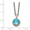 Sterling Silver & 14k Accent Blue Topaz & Diamond Circle Necklace Shey Couture