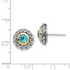 Sterling Silver w/ 14k Accent Blue Topaz Swirl Stud Earrings Shey Couture