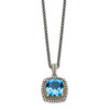 Sterling Silver & Gold Accent Swiss Blue Topaz Square 18" Necklace Shey Couture
