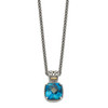 Sterling Silver & 14k Accent London Blue Topaz Cushion 18" Necklace Shey Couture