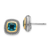 Sterling Silver w/ 14k London Blue Topaz Bezel Set Stud Earrings Shey Couture