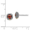Sterling Silver w/ 14k Accent Garnet Cushion Textured Stud Earrings Shey Couture